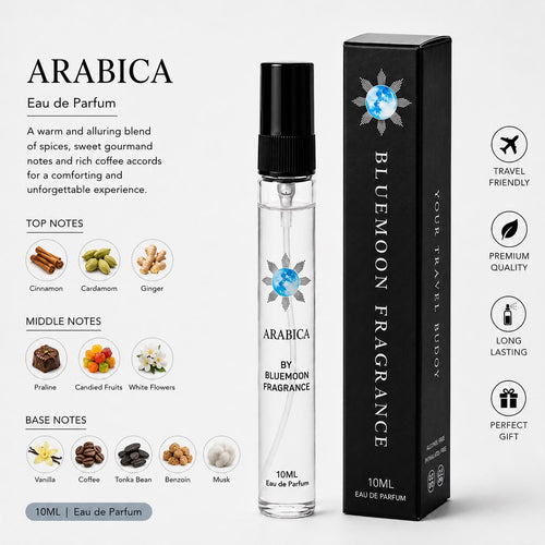 Sleek shatterproof 10ml Arabica sweet coffee pocket perfume for men and women under 1000 rupees with 200 plus sprays