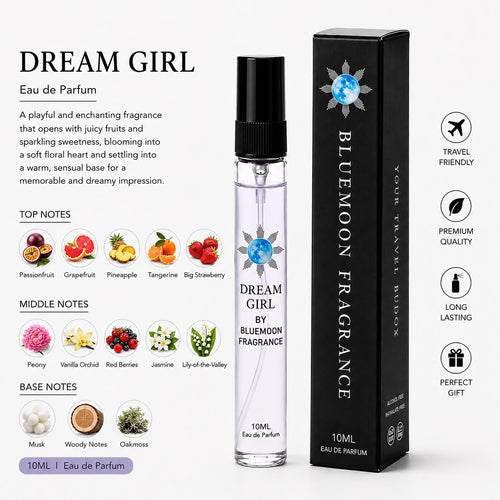 Sleek shatterproof 10ml Dream Girl fresh fruity pocket perfume for women under 1000 rupees cute birthday gift present