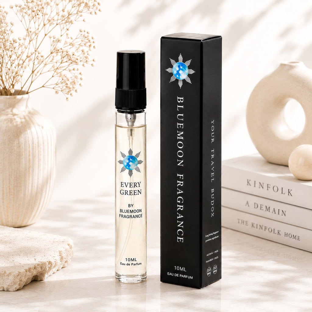 Travel Buddy Ever Green 10ml premium pocket perfume bottle inspired by Issey Miyake fresh citrus scent BlueMoon Fragrance Pakistan