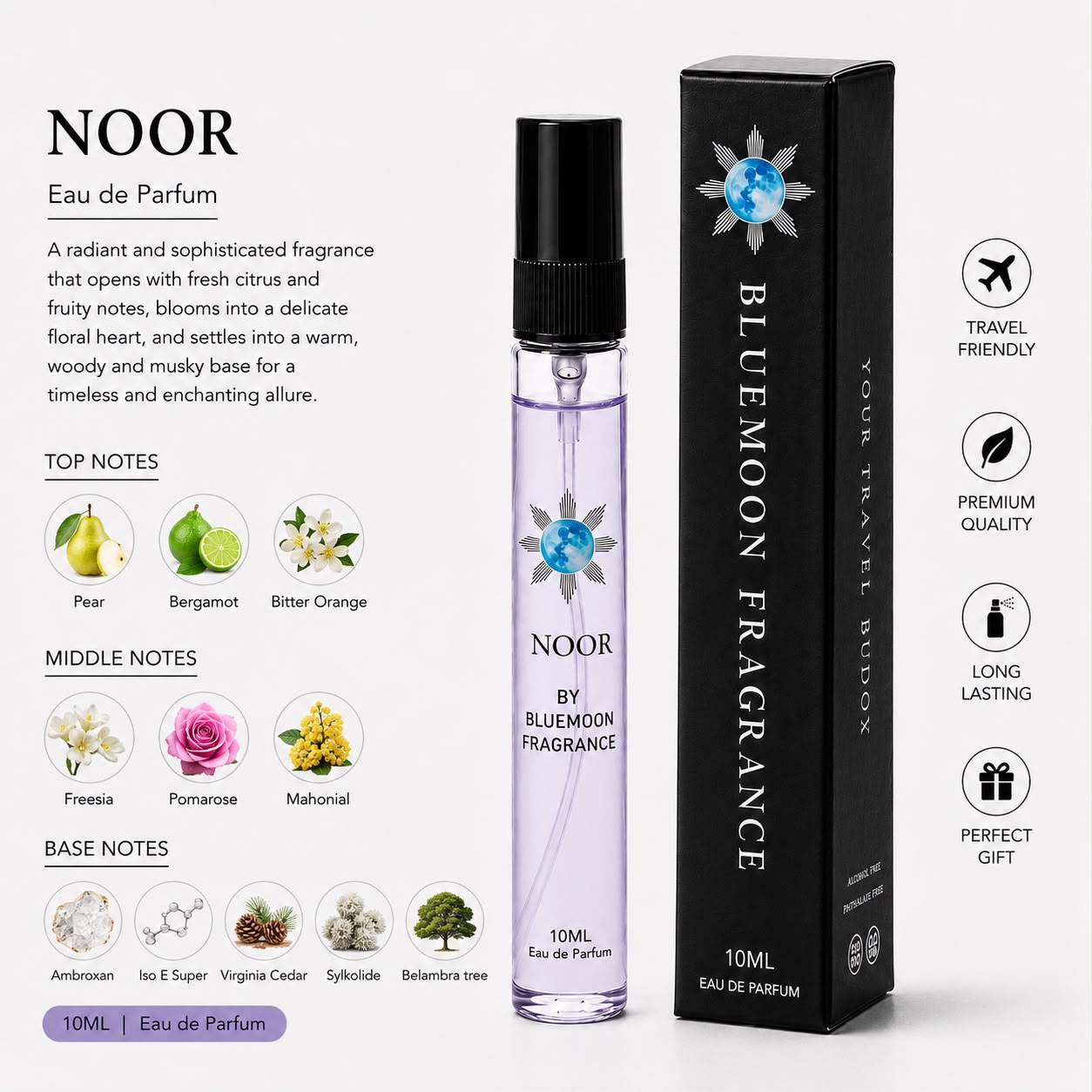 Sleek shatterproof 10ml Noor fresh fruity pocket perfume for women under 1000 rupees cute birthday gift present