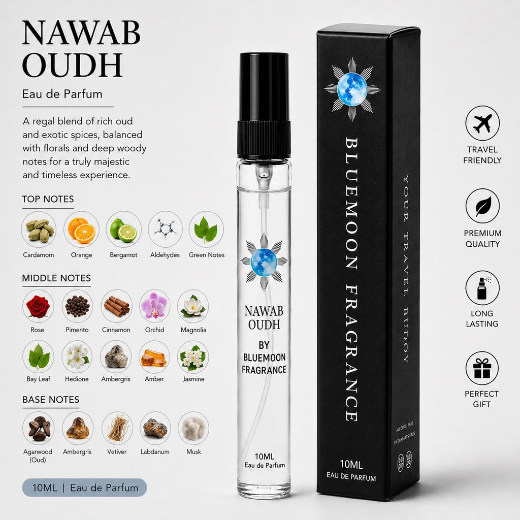 Sleek shatterproof 10ml Nawab Oudh royal rich pocket perfume for men and women under 1000 rupees with 200 plus sprays