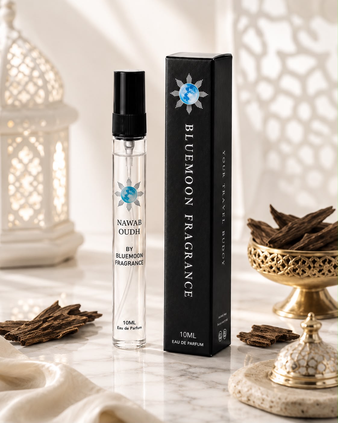 Travel Buddy Nawab Oudh 10ml premium pocket perfume bottle inspired by Ormonde Jayne Nawab Of Oudh by BlueMoon Fragrance Pakistan